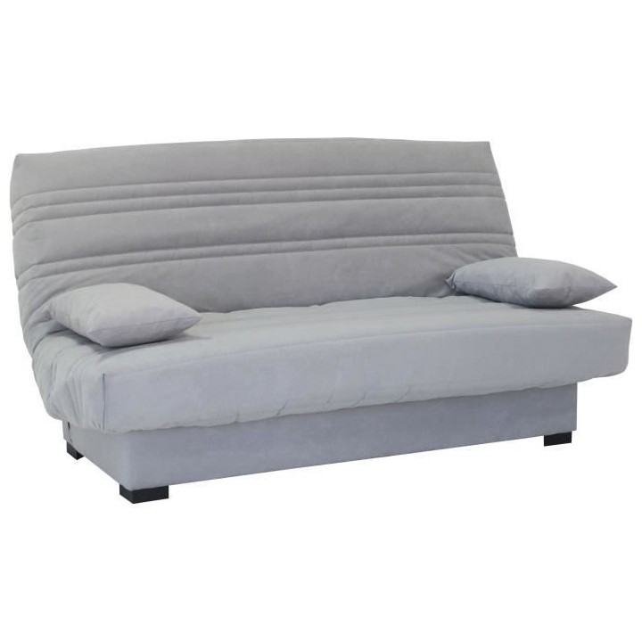 Banquette clic clac 3 places - Matelas 17 cm - Tissu gris clair - L199