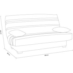 Banquette clic clac 3 places - Matelas 17 cm - Tissu gris clair - L199 x P96 x H103 cm - CHLoe