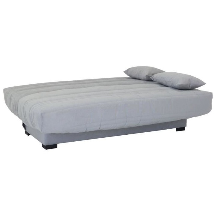 Banquette clic clac 3 places - Matelas 17 cm - Tissu gris clair - L199