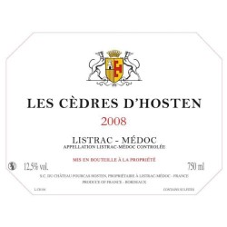 Les Cedres d'Hosten Listrac 2008 Médoc - Vin rouge de Bordeaux