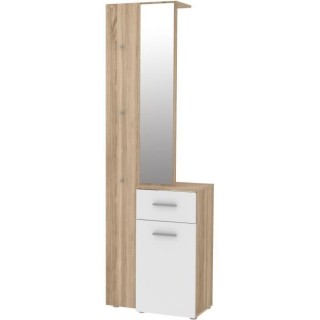 ELARA Vestiaire avec miroir, tringle a habits, 1 porte, 1 tiroir - Pan