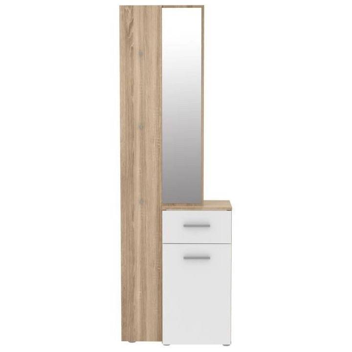 ELARA Vestiaire avec miroir, tringle a habits, 1 porte, 1 tiroir - Pan