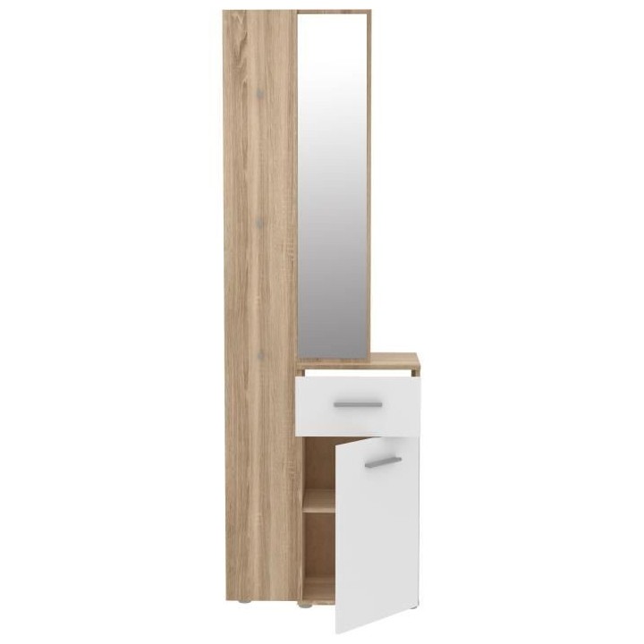 ELARA Vestiaire avec miroir, tringle a habits, 1 porte, 1 tiroir - Pan
