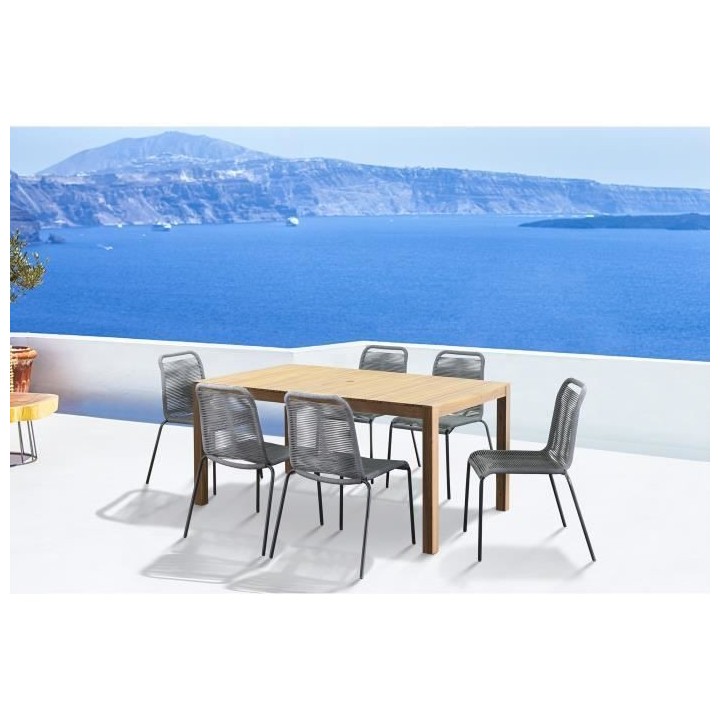 Lot de 2 chaises de jardin - Métal avec tissage simple en corde, empi