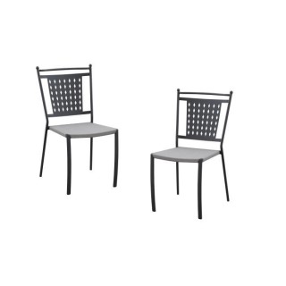 Lot de 2 chaises a manger de jardin - Style zellige - Acier thermolaqu