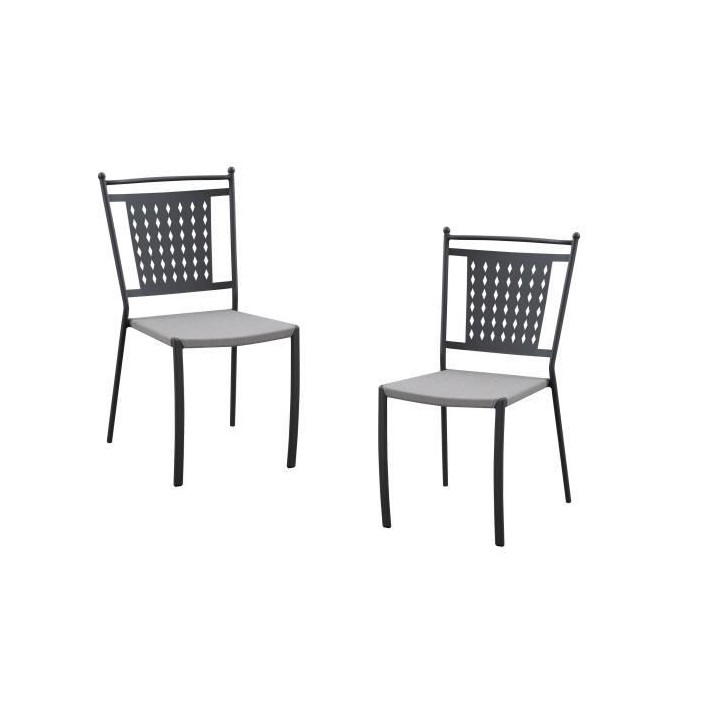 Lot de 2 chaises a manger de jardin - Style zellige - Acier thermolaqu