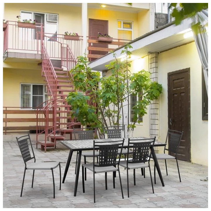 Lot de 2 chaises a manger de jardin - Style zellige - Acier thermolaqu