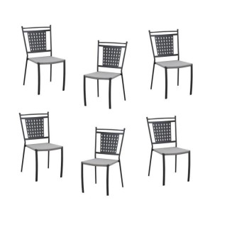 Lot de 6 chaises a manger de jardin - Style zellige - Acier thermolaqu