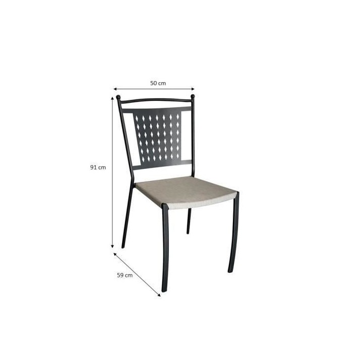 Lot de 6 chaises a manger de jardin - Style zellige - Acier thermolaqu