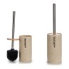 Brosse de salle de wc Beige Argenté Métal Résine Bambou 9,6 x 37,5 x 9,6 cm