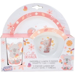 CALLY MIMI KOALA Ensemble repas incluant 1 verre 220 ml, 1 assiette et