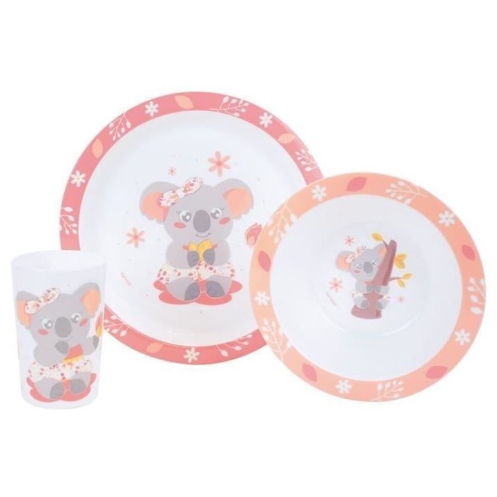 CALLY MIMI KOALA Ensemble repas incluant 1 verre 220 ml, 1 assiette et