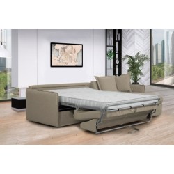 Canapé d'angle réversible convertible express 4 places CIPRO - Tissu beige - Déhoussable - Coffre - L 270 x P 160 x H 90 cm