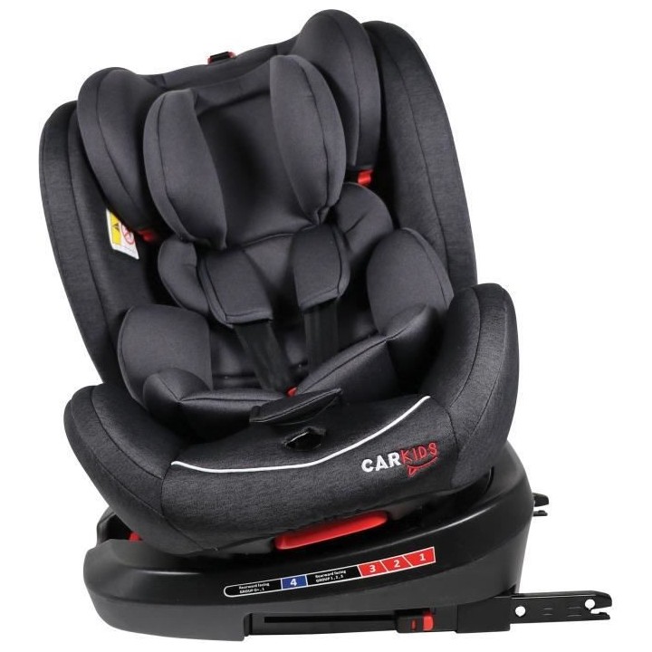 Siege auto Isofix CAR KIDS - Groupe 0+/1/2/3 - Rotatif - Noir