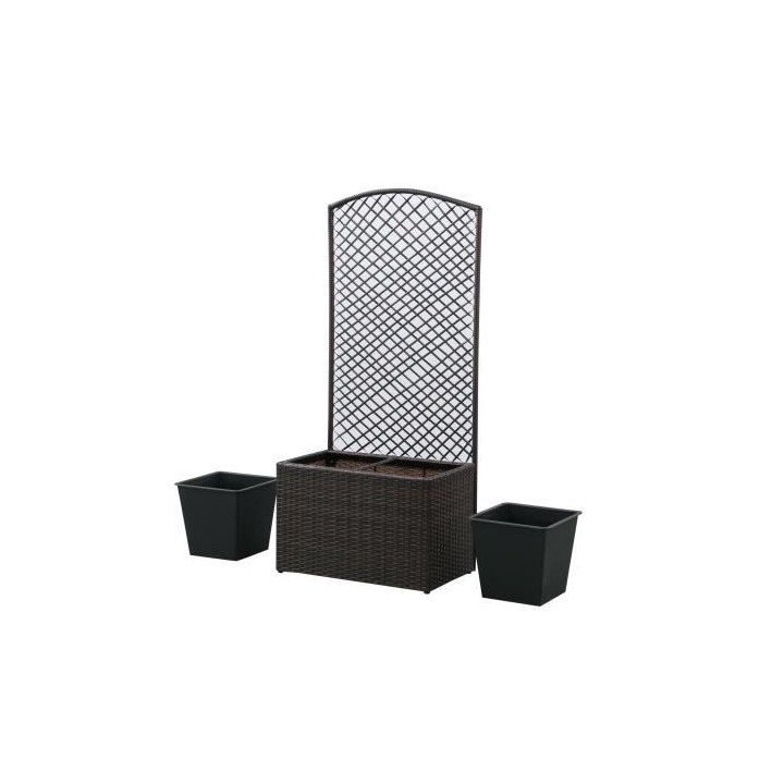 Bac rectangulaire avec treillis en résine tressée - 56 x 31,5 x H.35