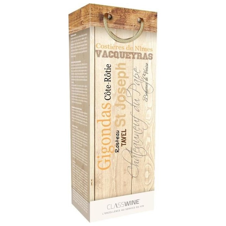 CLASSWINE Pochette pour 1 bouteille vin des Côtes du Rhône Appellati