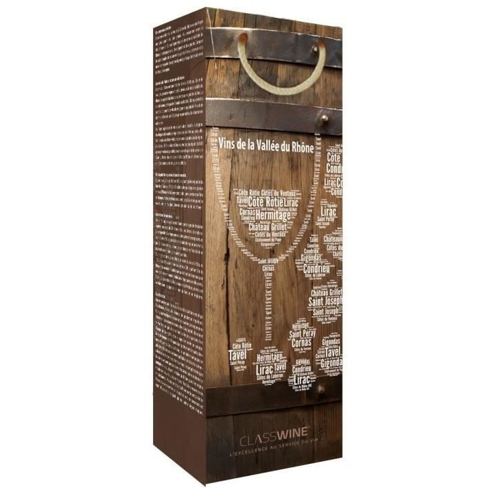 CLASSWINE Pochette pour 1 bouteille vin des Côtes du Rhône Barrique