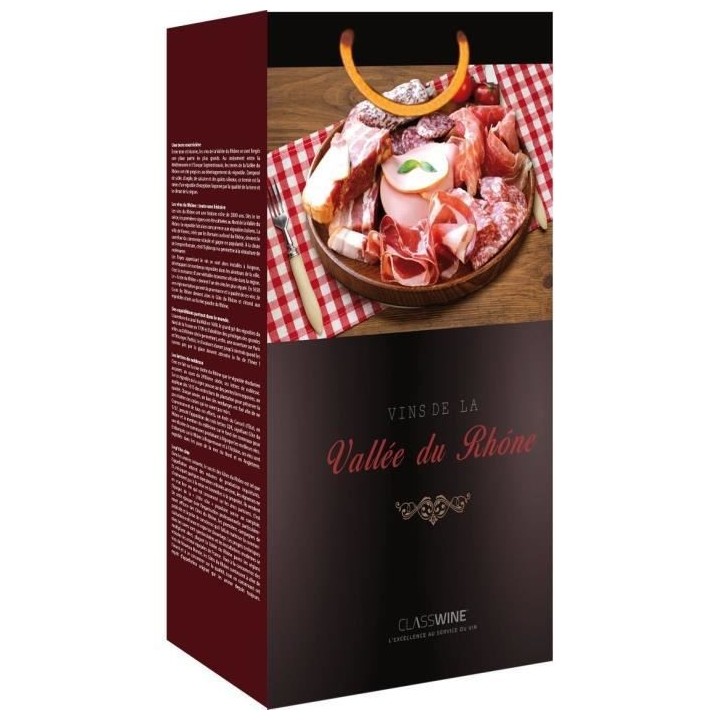 CLASSWINE Pochette pour 2 bouteilles vin des Côtes du Rhône Gastrono