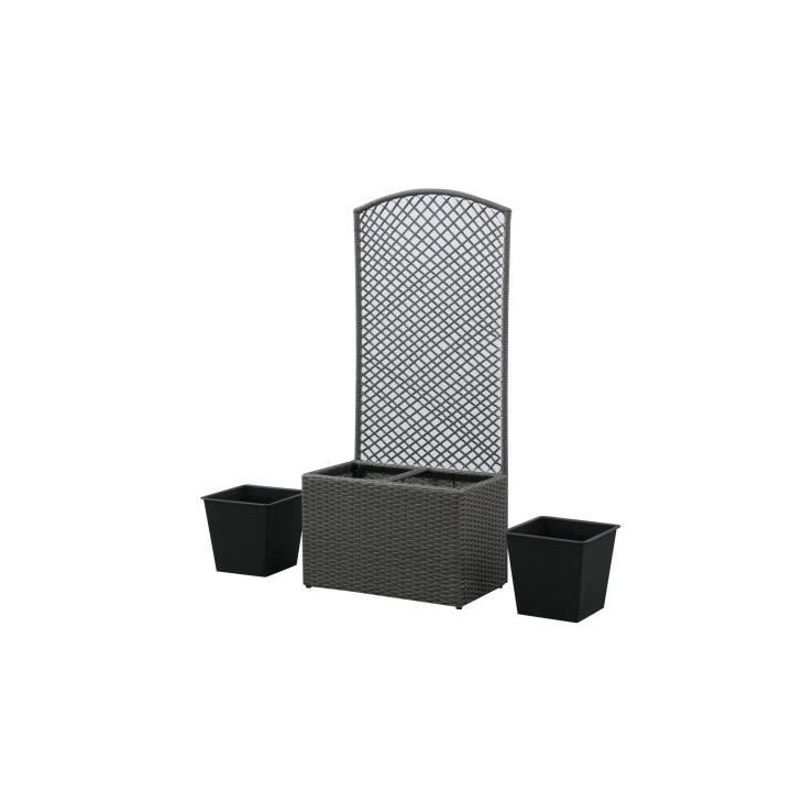 Bac rectangulaire avec treillis en résine tressée - 53 x 31,5 x 120