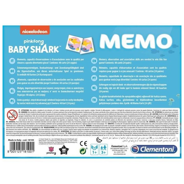Clementoni - Mémo - Baby Shark