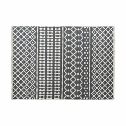 Tapis DKD Home Decor Blanc Polyester Coton Gris foncé (160 x 230 x 1 cm)