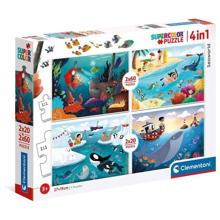 Clementoni - 2x20+2x60 pieces - Monde Marin