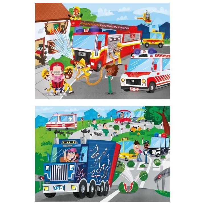 Clementoni - 2x60 pieces - Véhicules de secours