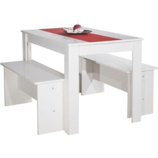 Table a manger + 2 bancs SALT-Rectangulaire_Blanc  Style contemporain