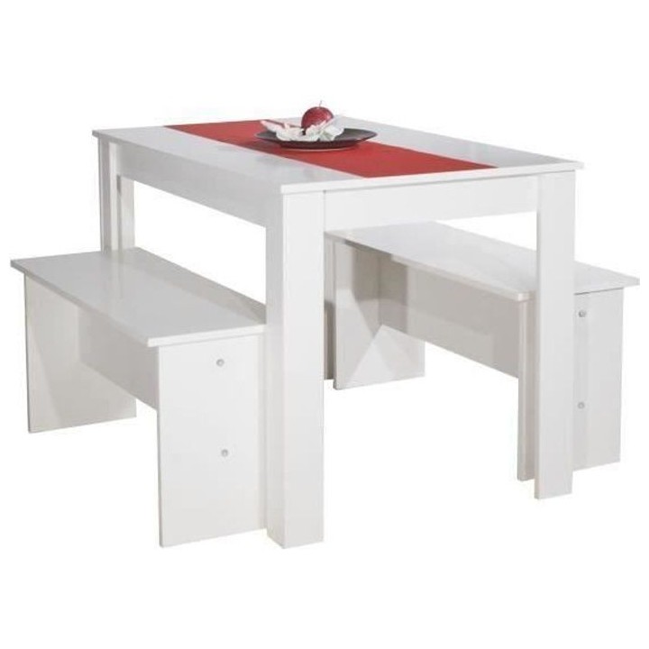 Table a manger + 2 bancs SALT-Rectangulaire_Blanc  Style contemporain