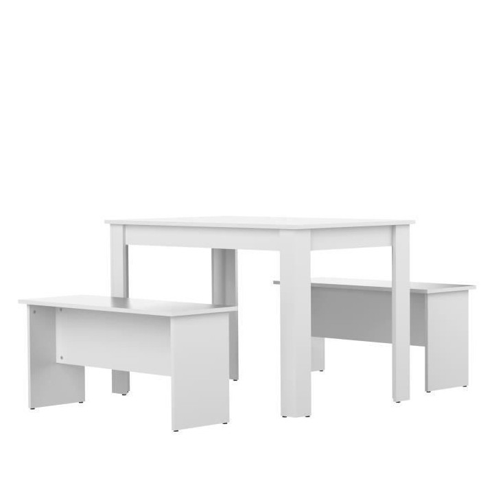 Table a manger + 2 bancs SALT-Rectangulaire_Blanc  Style contemporain