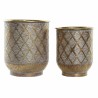 Set de pots DKD Home Decor Multicouleur Doré Métal Carré Indien 27 x 27 x 31 cm (2 Unités)