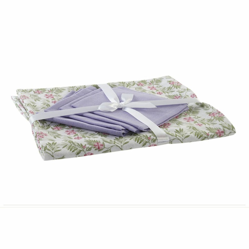 Nappe et serviettes de table DKD Home Decor Blanc Vert 150 x 150 x 0,5 cm