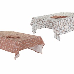 Nappe et serviettes de table DKD Home Decor Blanc Terre cuite 150 x 150 x 0,5 cm (2 Unités)