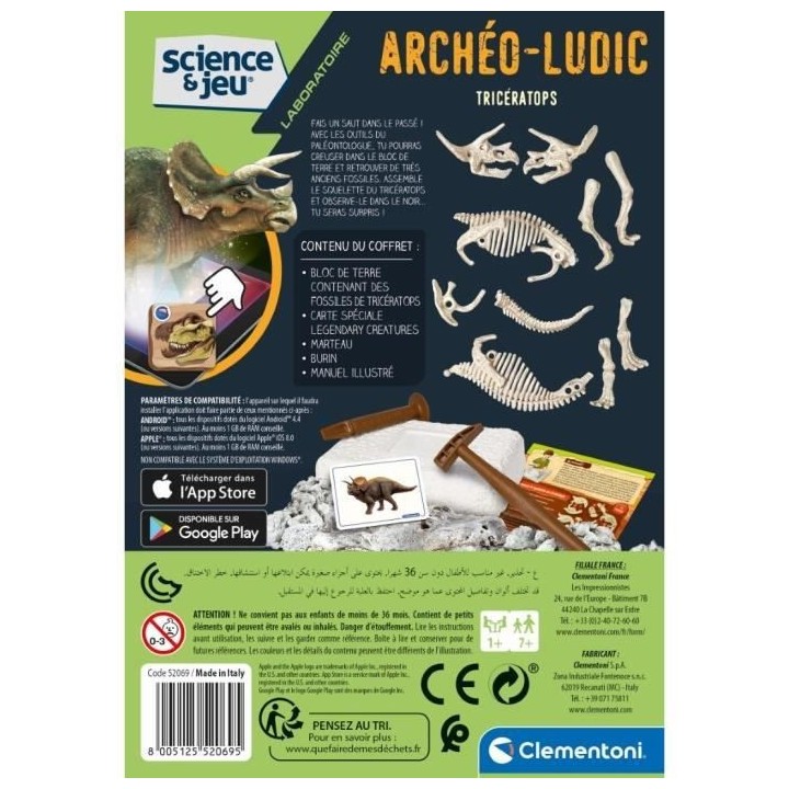 Clementoni - Science & Jeu - Archéo Ludic - Tricératops