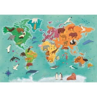Clementoni - Exploring Maps 250 pieces - Monde - Animaux