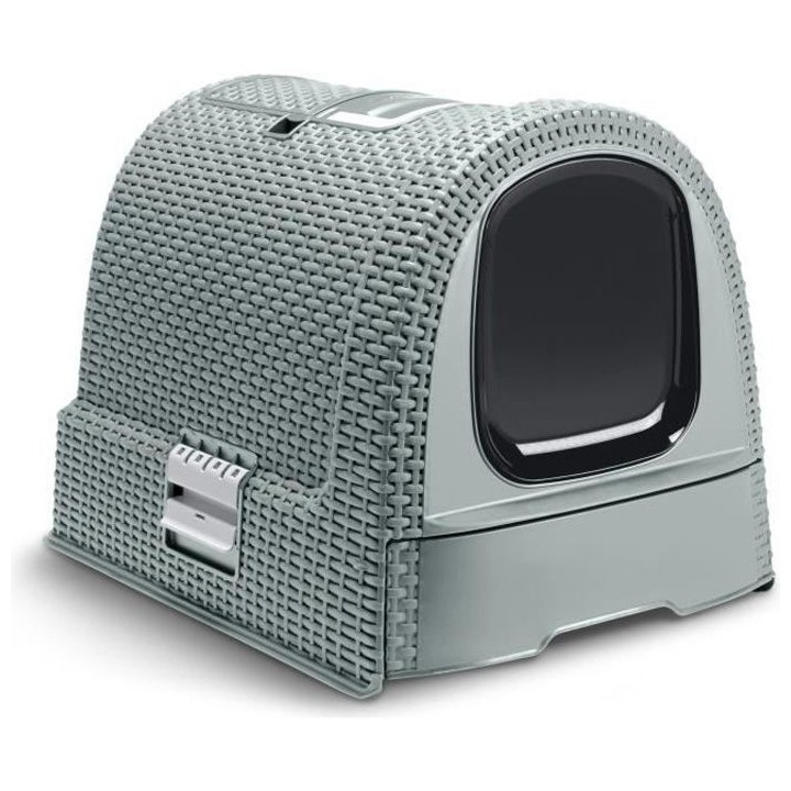 CURVER Maison de toilette - Bleu gris - Pour chat - 51 x 38,5 x 39,5 c