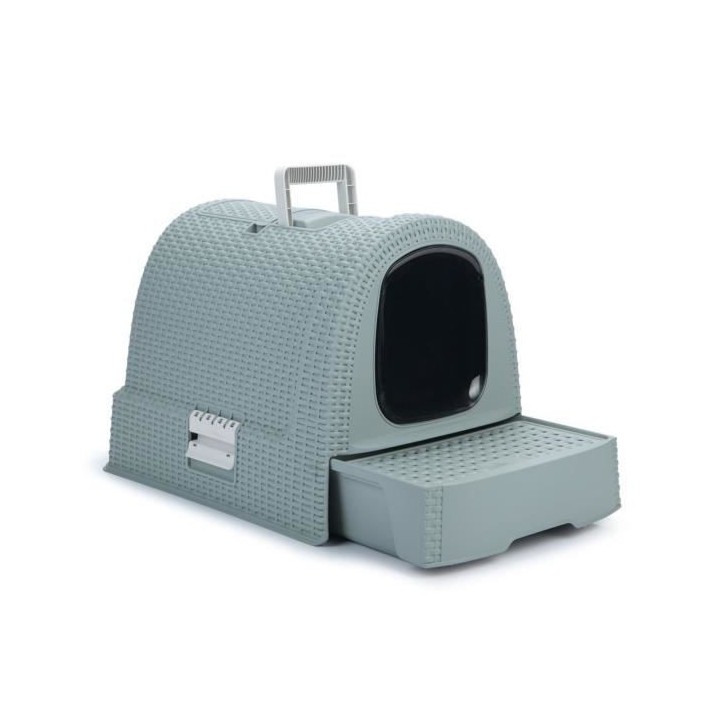 CURVER Maison de toilette - Bleu gris - Pour chat - 51 x 38,5 x 39,5 c