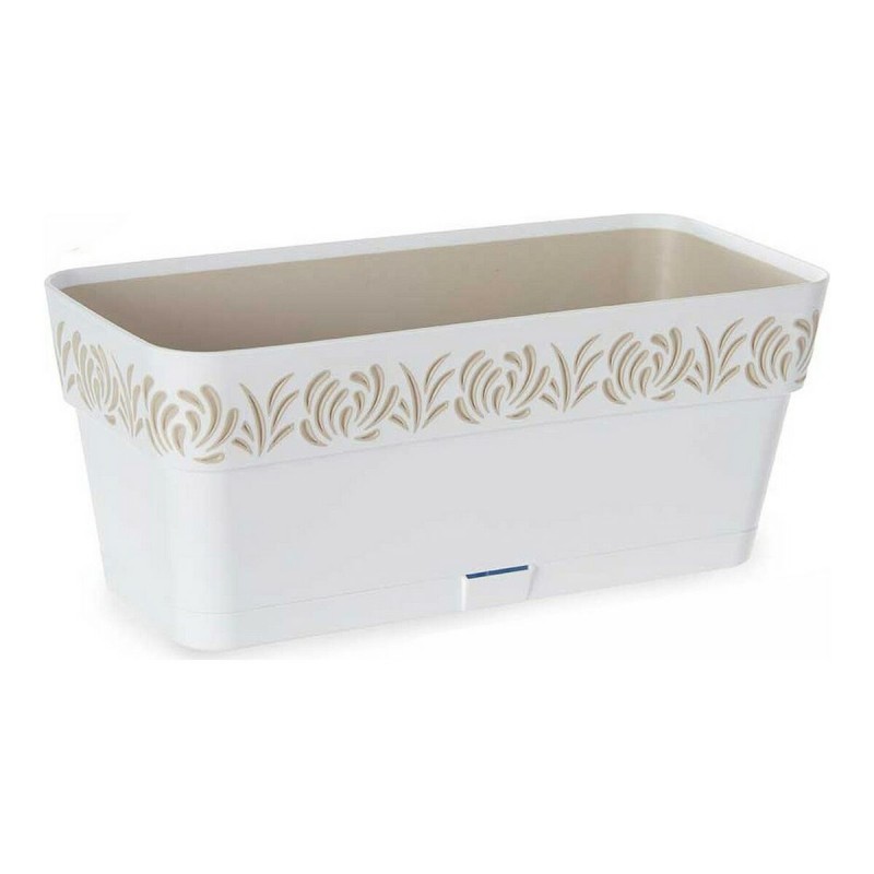 Jardinière auto-arrosante Stefanplast 3919201 Blanc 13,3 x 12,3 x 29,3 cm Beige Plastique