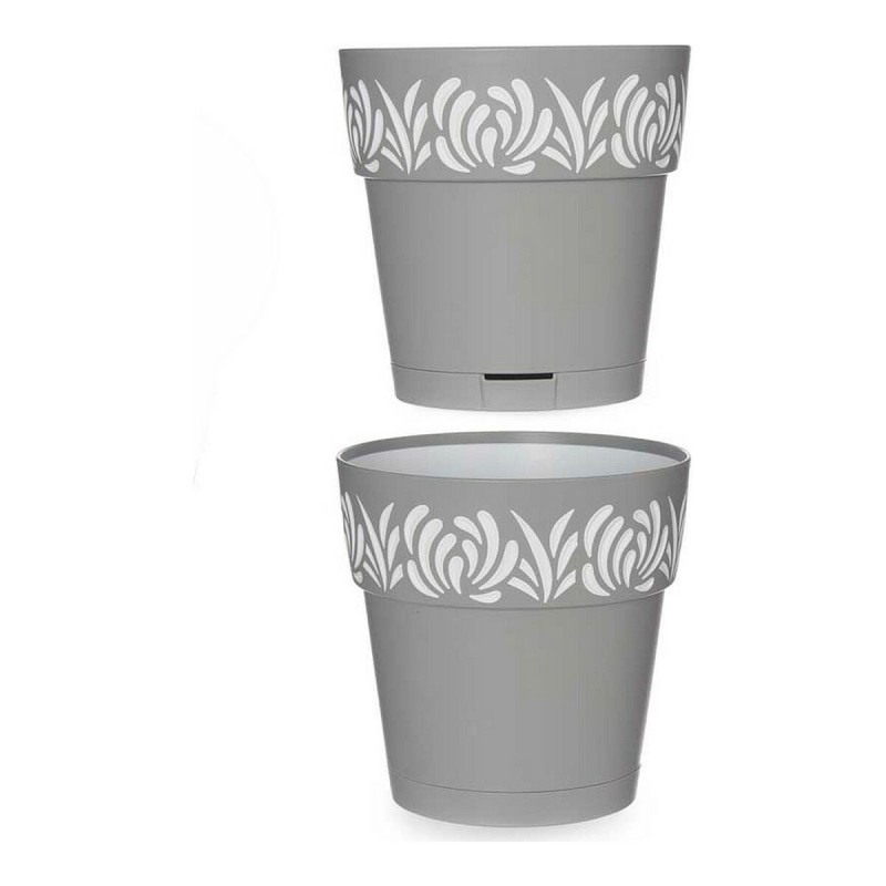 Pot auto-arrosant Stefanplast Gaia Gris Blanc Plastique 15 x 15 x 15 cm