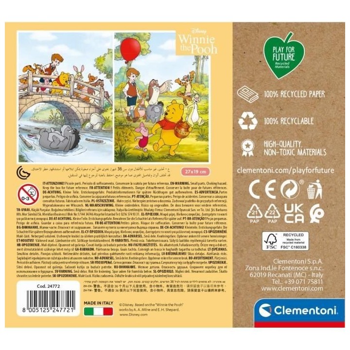 Puzzles Clementoni - Winnie l'Ourson - 2x20 pieces - Matériaux recycl