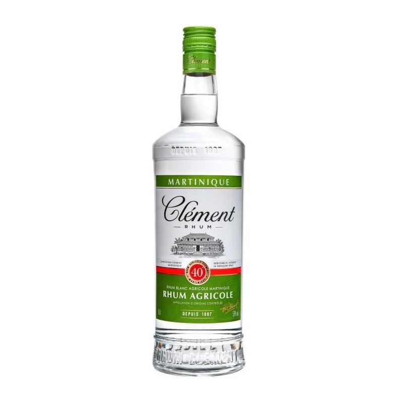 Rhum Clément - Rhum agricole blanc - Martinique - 40%vol - 70cl