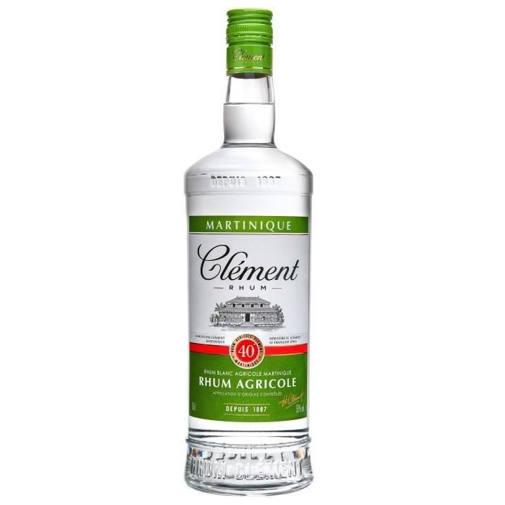 Rhum Clément - Rhum agricole blanc - Martinique - 40%vol - 70cl