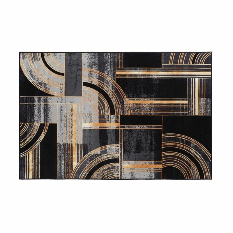 Tapis DKD Home Decor Noir Doré Moderne Géométrique (160 x 230 x 0,4 cm)