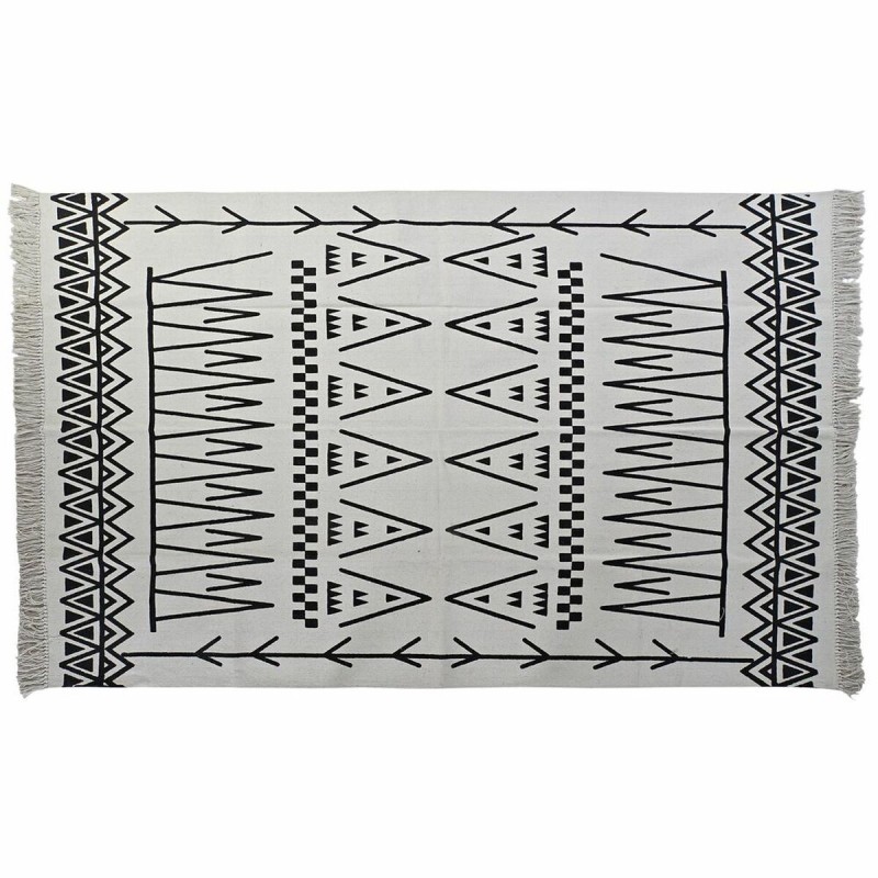 Tapis DKD Home Decor 160 x 250 x 0,7 cm Noir Polyester Coton Blanc Ikat Boho