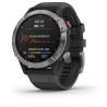 GARMIN Fenix 6 Solar - Montre connectée - Silver avec bracelet noir