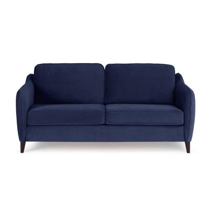 HEXAGONE Canapé convertible couchage express - 3 places - Velours ble