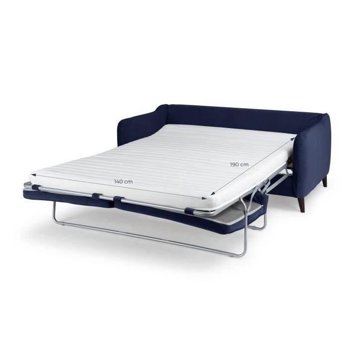 HEXAGONE Canapé convertible couchage express - 3 places - Velours ble