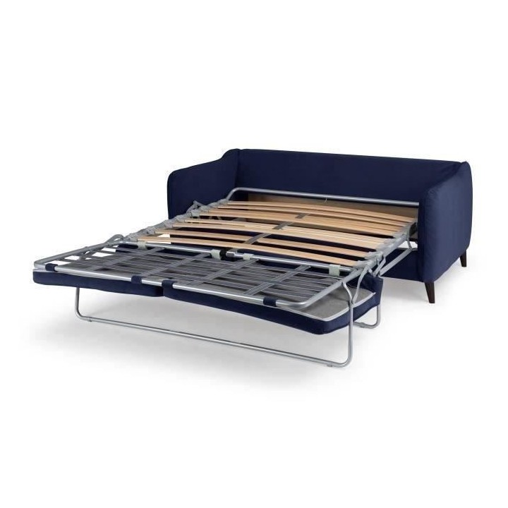 HEXAGONE Canapé convertible couchage express - 3 places - Velours ble
