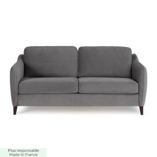 HEXAGONE Canapé convertible couchage express - 3 places - Velours gri