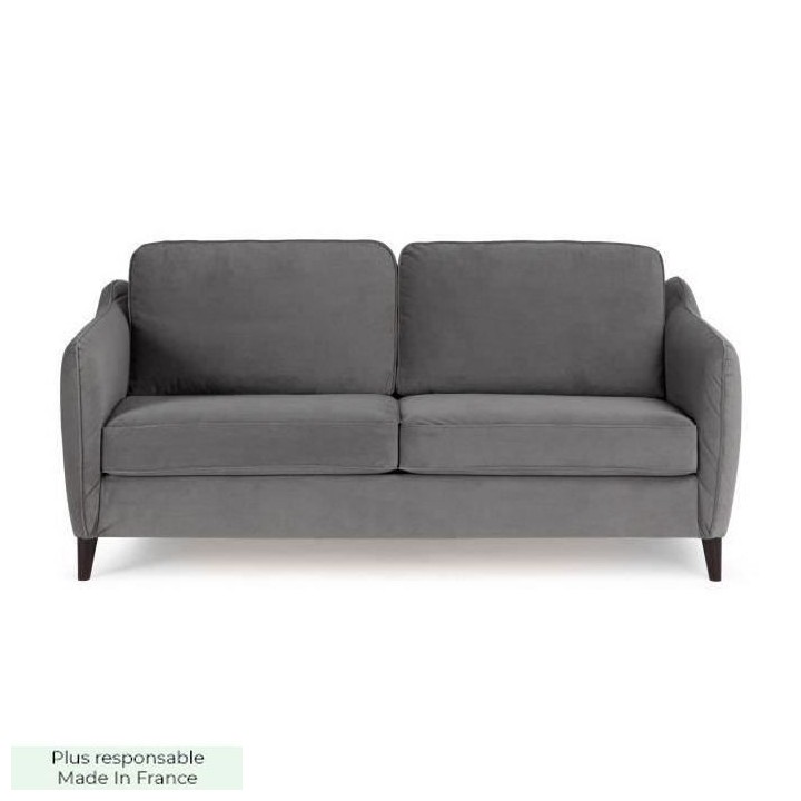 HEXAGONE Canapé convertible couchage express - 3 places - Velours gri